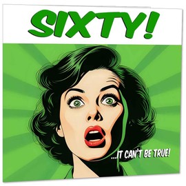 Funny 60th Birthday Card for Women - Comic Style - Ladies Birthday Cards for Friend Mum Nan Grandma Sister 60 Years Old Sixty Sixtieth Her Aunt female