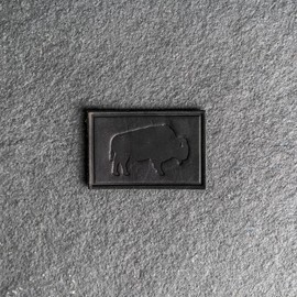 Bison Leather Patches with optional hook side fastener added, 100% Full Grain Leather, Rectangle, 3" x 2" (Rustic Brown, Patch Only)
