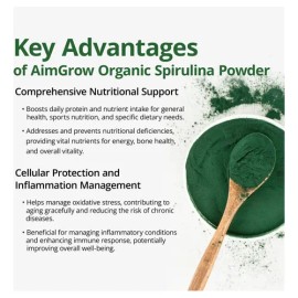 Aimgrow Spirulina Orgánica En Polvo 454g Proteína Alta                                                                                                
