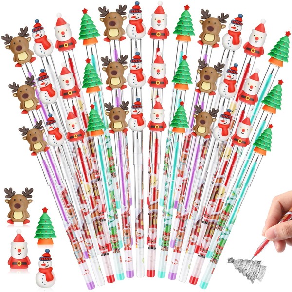 Zonon Christmas Pencils Christmas Multi Point Stackable Push Pencil with