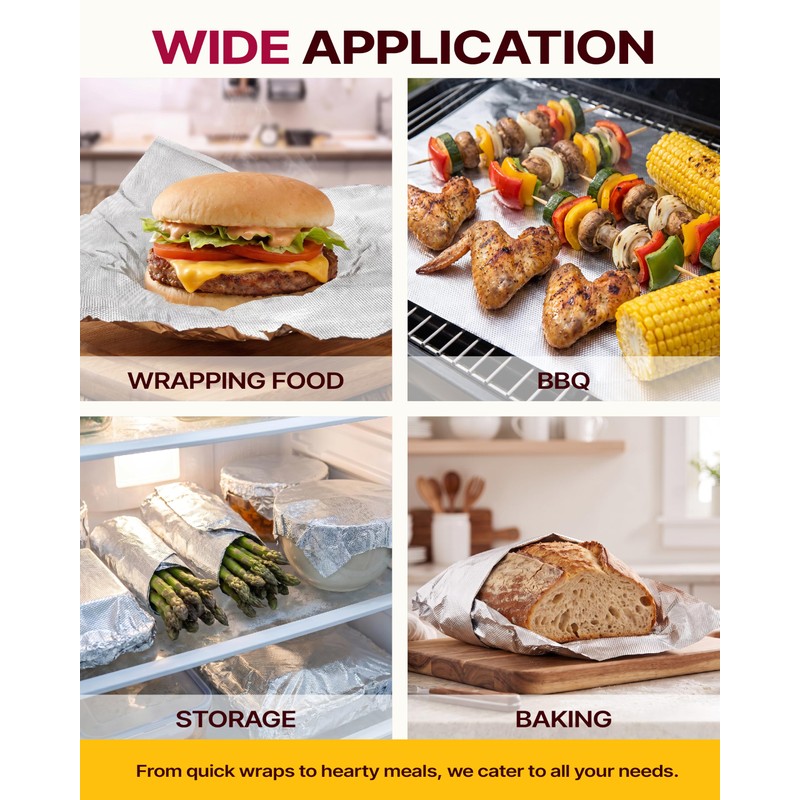 Katbite Pop Up Aluminum Foil Sheets, 250 Count Tin Foil,