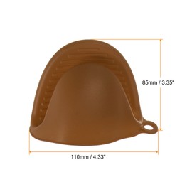 HARFINGTON 4pcs Thickened Mini Oven Gloves, Heat Resistant Silicone Oven Mitts Finger Pinch Grips Pot Holder for Kitchen, Cooking, Baking, BBQ Heat Resistant Gloves, Brown
