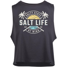 Salt Life First Light Cropped Muscle Tank, Ebony, X-Large