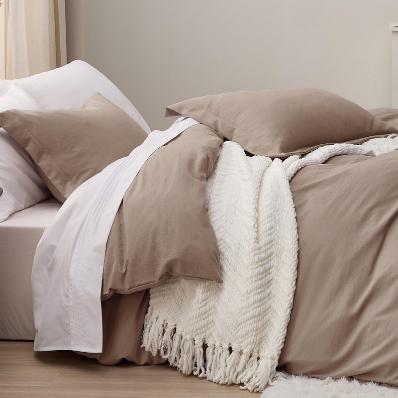 Bedsure Bedsure Khaki Oversized Queen Duvet Cover - 3 Pieces