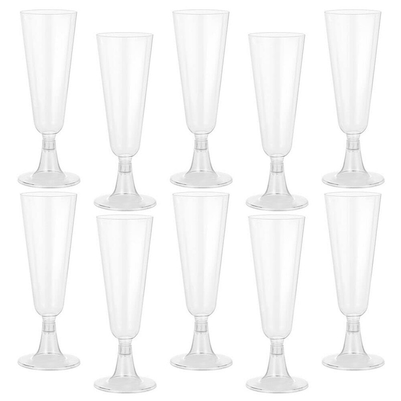 eMKay® Clear Plastic Champagne Flutes/Glasses 140ml - Pack 24 (Pack