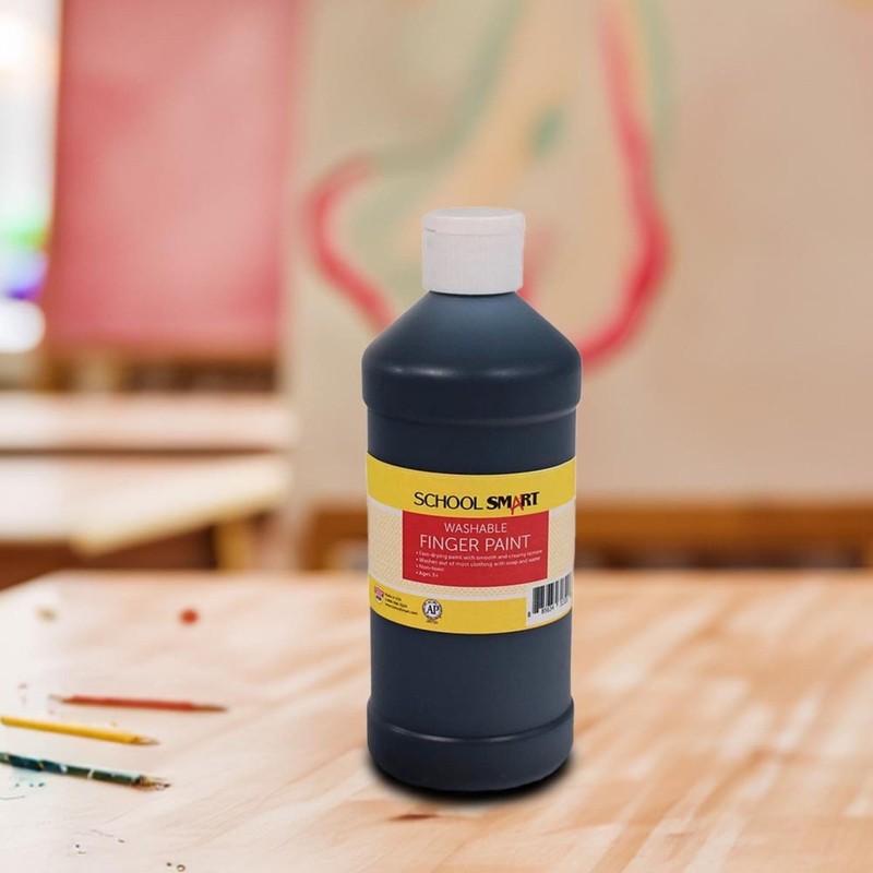 School Smart Washable Finger Paint, Black, 1 Pint Bottle