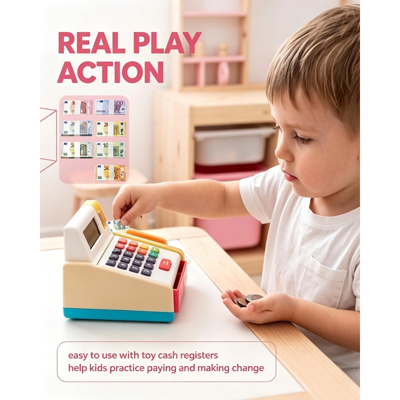 EYVRPAU Play Money 7 Sets (Approx 120 Pieces) Miniature, 7