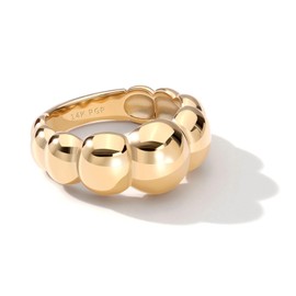 NVWAROCK Chunky Dome Rings for Women and Men Cute Fat Puffy Statement Thumb Band High Polished Comfort Bubble Stackable Ring Size 5-10（Gold and Silver）, Metal, No Gemstone