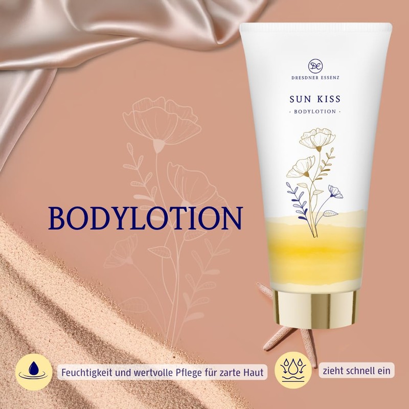Dresdner Essenz Sun Kiss – Sommerlich-sinnliches Pflege-Set mit Duschgel 200ml,