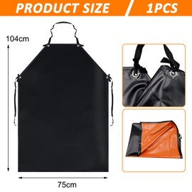 43" Waterproof Aprons,Black Apron Heavy Duty Work Apron,Chemical Resistant Lab Apron with Adjustable Straps Chef Aprons for Men,Women Professional Apron for Home Kitchen,Gardening,Barbecue,Cleaning