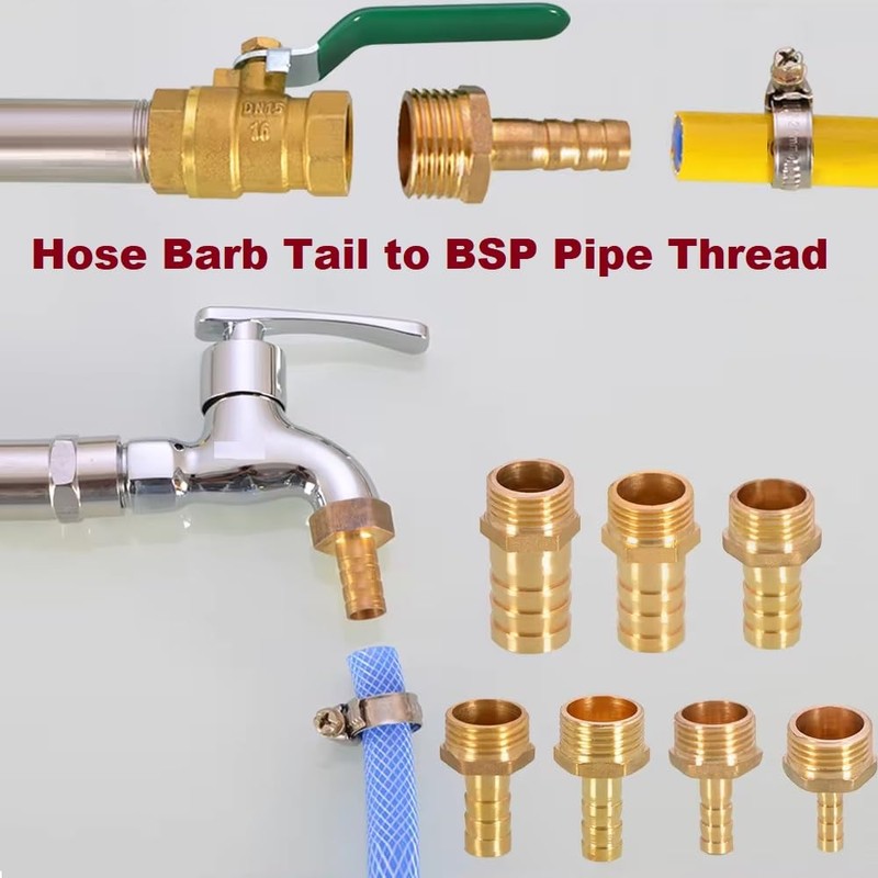 MiJunHD 2PCS Brass Reducer Connector | 6mm Hose Barb Tail