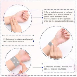 Pulseras Antimareo para Adultos y Niños, 4 Pares de Pulseras Anti-náuseas, Alivian Náuseas Matutinas del Embarazo, Mareos por Movimiento y Viajes Aéreos