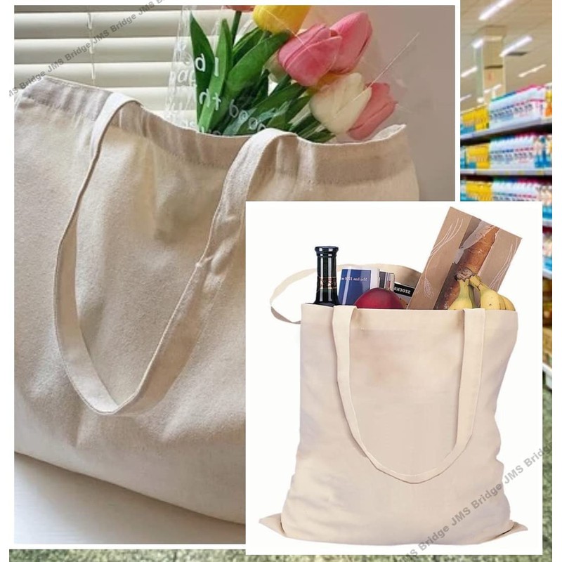JMS Bridge Premium Natural Cotton Shopping Tote Bags -Eco-Friendly Plain