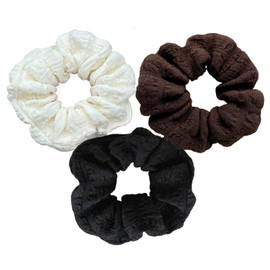 3Pcs Hair Scrunchies, Scrunchies for Women, Retro Solid color Ponytail Holders, Elastic Hair Ties for Women & Girls