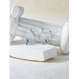 Butterfly Earrings Sterling Silver Butterfly Hopp Earrings Butterfly Jewelry Gifts for Women,Cute Butterfly Hoop Earrings Jewelry Gifts for Daughter Granddaughter