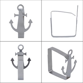 Philo Fun 10 Pack Nautical Theme Metal Tablecloth Clips for Camping Picnic Table on Windy Days, Nautical Silver Color Boat Anchor Shaped Tablecloth Clips to Hold Down Tablecloth