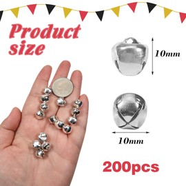 Toaob 200 Pieces Small Bell Ornaments Silver Bell Metal Jingle Bells 10 mm for Jewellery Making Decoration Indoor Christmas Party Bells