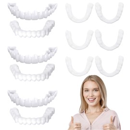 3 Pairs False Teeth, Fake Teeth Clip On Veneers, Upper & Lower Teeth Set