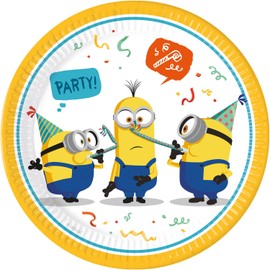 Procos 93457 - Party Plates Minions Rise of Gre, Size 23 cm, Pack of 8, Disposable Paper Plates, Children's Birthday, Party Tableware, FSC® Mix