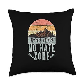 No Hate Zone Nature Mountains Camping Hiking Gift No Hate Zone | Nature Mountains | Camping Hiking Throw Pillow, 18x18, Multicolor