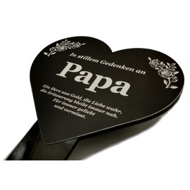 OriginDesigned Papa Memorial Plaque | Heart-Shaped Black and White Acrylic Waterproof and Durable | Grave Markers, Tribute, Plant Markers | Memory Memorial Durable (Black)