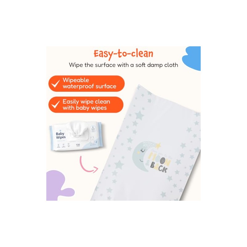 Anti-Roll Wedge Baby Changing Mat - Extra Thick & Durable,