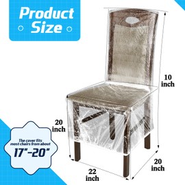 Remagr 16 Pcs Plastic Dining Chair Covers Protectors Clear Protector Waterproof Seat Cover, Fit W/21 x D/20 Inch
