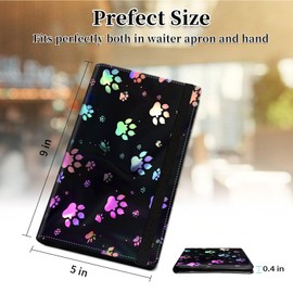 Server Books for Waitress Booklet Waitstaff Organizer Zipper Pocket,Fit Waitress Apron,Guest Check Books for Servers Waitress Notepad Check Presenters for Restaurants 5" x 9",Color Dog Paw -1347