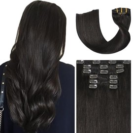 Ukira Extensiones De Cabello Humano Con Clip De Color Marrón Oscuro, 12" 100G #2, 7 Piezas, Extensiones De Cabello Humano Real Con Clip, Extensiones De Cabello Humano Remy Con Clip En Extensiones De C