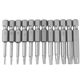 Wolfride 5-T40 Torx Screwdriver Bit, S2 Security Torx Bit, Hollow Torx Head, Hex Shaft, Torx Screw Bit, For Electric Tools, Pack of 12