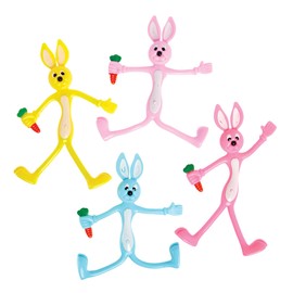 Baker Ross FX474 Bunny Bendies - Pack of 4, Easter Party Bag Fillers and Toys for Kids