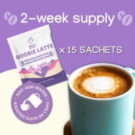 Mother Sprout Boobie Latte – Vegan Lactation Drink Mix (Decaf Coffee Flavor) for Breastfeeding, Caffeine-Free Supplement to Support Breast Milk Supply, 15 Servings