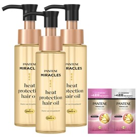Pantene Miracles Heat Protection Hair Oil 2.4 fl oz (70 ml) x 3 Packs (Bonus Included)