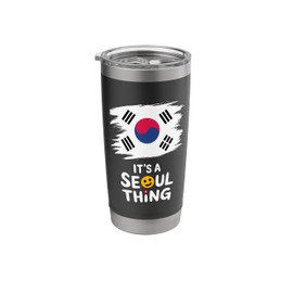 Fun Cute Seoul Korean Travel Art, South Korea Flag Design Stainless Steel Insulated Tumbler