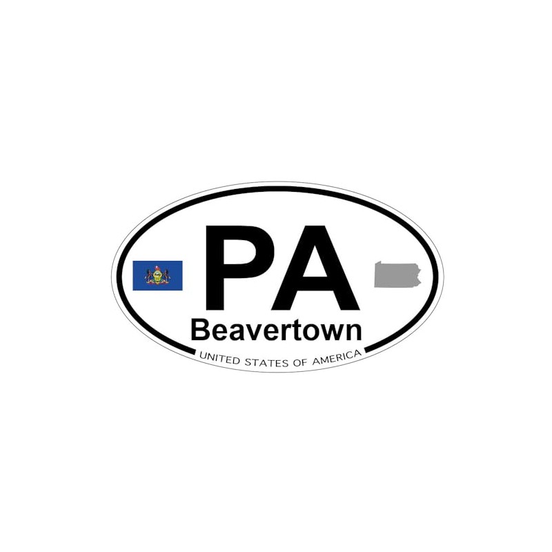 US Decal, Inc. Beavertown, Pennsylvania Oval Sticker with State Flag