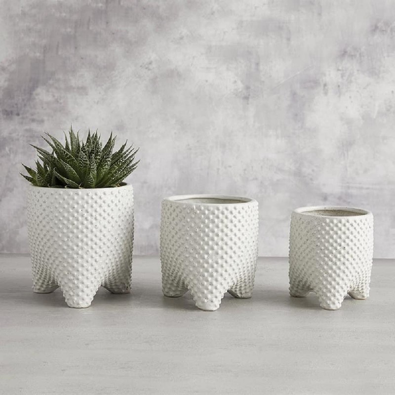 47th & Main Textured Dots Ceramic Tripod Footed Home Decor