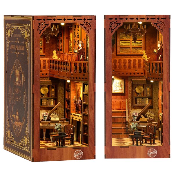 MOJINO Book Nook DIY Kit, Dollhouse Wooden 3D Puzzle Bookends
