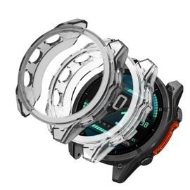 SumRioo [2 Pieces] Protective Case Cover Compatible with Garmin Fenix 8 43mm, TPU [Shockproof] [Scratch-Resistant] Protective Case Cover Shell for Garmin Fenix 8 43mm, Black&Transparent