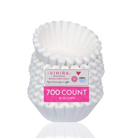 Vihira Premium Large Coffee Filter, 8-12 Cups, 700 Count, White Basket Coffee Filters, 100% Natural, Absorbs Oil, Lint Free, Value Pack (700), Home Use.