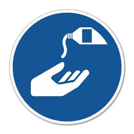 Use skin protection sticker - diameter 20 cm - ISO 7010 M022 sticker - hin_767