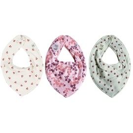 Pippi Triangular Scarves Set of 3 Baby Neckerchiefs, *Cherry flowers