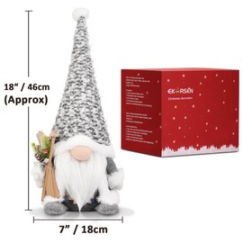 EKARSEN Plush Gnome for Christmas Decoration, Handcraft Cute Scandinavian Gonk Tomte Dwarf, Sweet Gift for Kids Christmas New Year (Grey)