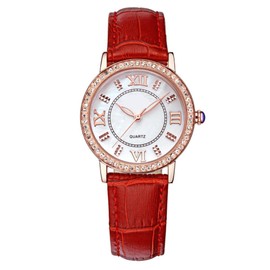 WWOOR Women Ladies Fashionable Elegant Quartz Movement Watches Wristwatch (Red)