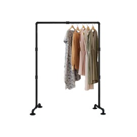 Lengfkus Black Iron Garment Rack,Industrial Pipe Clothing Rack,Vintage Commercial Grade Clothing Hanging Organizer for Garment Storage Display