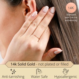 MAX + STONE Solid 14k Gold Wedding Band Ring for Women in Rose Gold 1mm Thin Stacking Band in Size 6