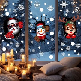 Cazephyrion 5 Christmas Stickers Christmas Decoration 3D Stickers Electrostatic Stickers Window Stickers Christmas Decorations Window Pictures (5 Sheets, 20 x 30 cm)