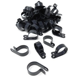 100pcs. P-Clips Plastic Nylon for Hose, Pipe, Cable, Wire, Tubing Wall Clamp Mount (Black, 4.8mm)