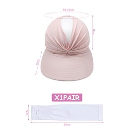 1 Piece of Beach Sun Hat, 1 Pair of Sun Protection Sleeves, Breathable Hollow Top Hat, Women's Outdoor Sun Protection Hat, Wide Brim Hollow Top Hat, Summer Sun Hat, Adjustable Sun Hat Pink
