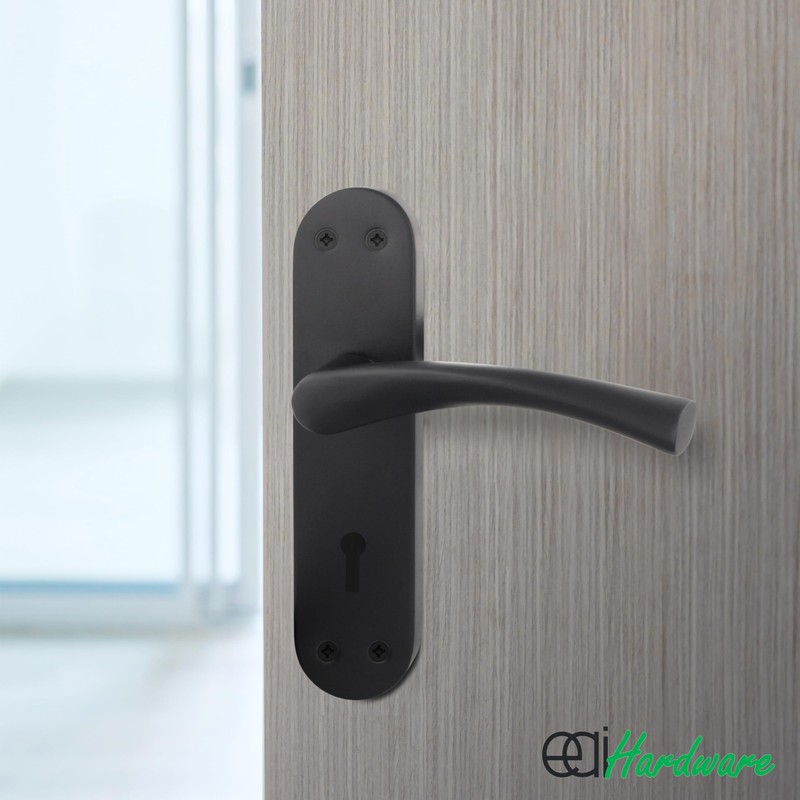 EAI Black Door Handle Key Lock Set - 1 Pair