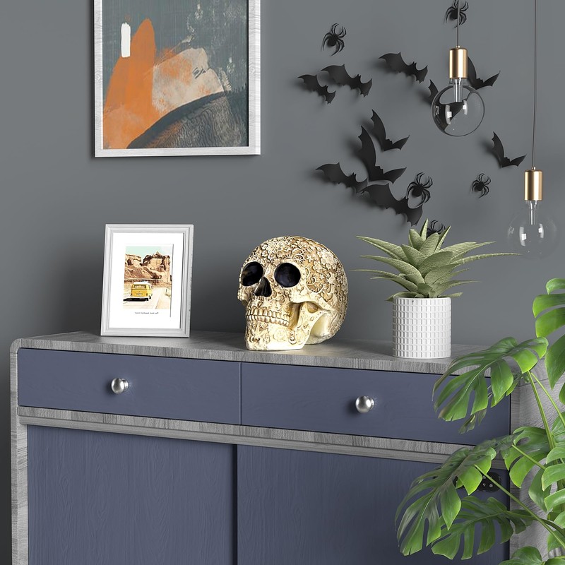 READAEER Life-Size Skeleton Replica Realistic Human Skull Head Bone Model